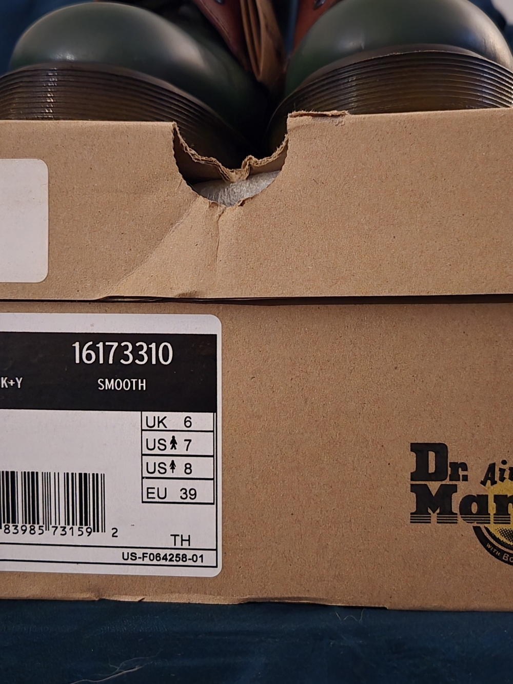 Dr. Martens Tri-Tone Burgundy, Green & Yellow 8-Eye Leather Boots - Picture 6 of 8